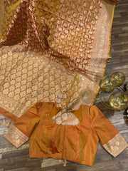 Orange Kalanetha Banarasi Katan Silk