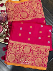 Red Gadwal With Meena Weave Border