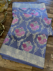 Light Lavender Pure Banarasi Silk Saree