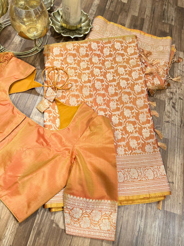 Orange Kalanetha Banarasi Katan Silk